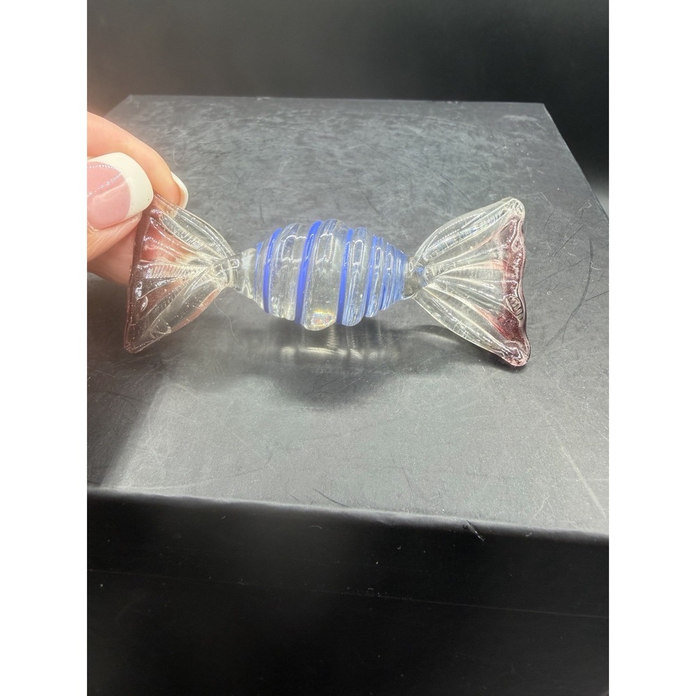 🍬 Murano‑Style Swirl Glass Candy – 3 1/8" – Art Glass Figurine – EUC ✨